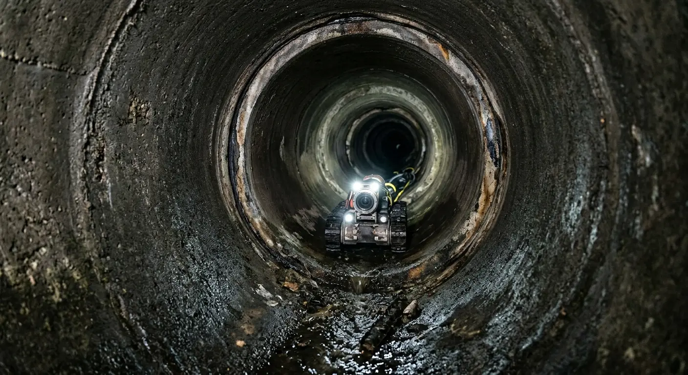 Robotic sewer camera inspecting pipe interior for Sewer Line Cleaning in Glenvar Heights